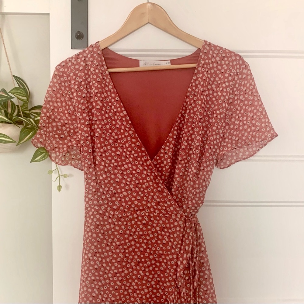 All in Favor Floral Wrap Dress